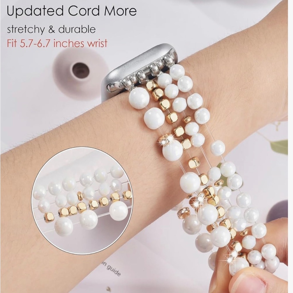 🌸NEW CAGOS Natural Stone Compatible w Apple Watch Band 38mm/40mm/41mm/42mm/44mm - Picture 4 of 7